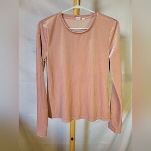 GAP Chalk Pink Velvet Top Long Sleeves Small